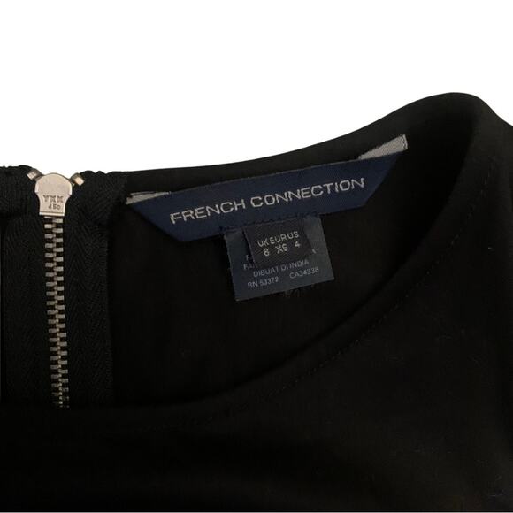 French Connection Black Green Pattern Sheath Dress Size 4 Cotton Sleeveless Y2K - Picture 3 of 10